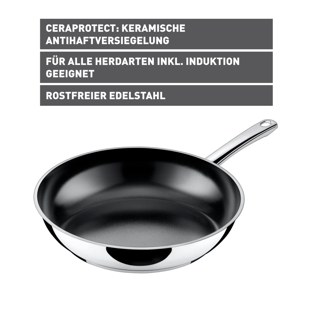 Silit Talis Bratpfanne Induktion 28 cm, Edelstahl Bratpfanne beschichtet, Pfanne Keramikbeschichtung, backofenfest