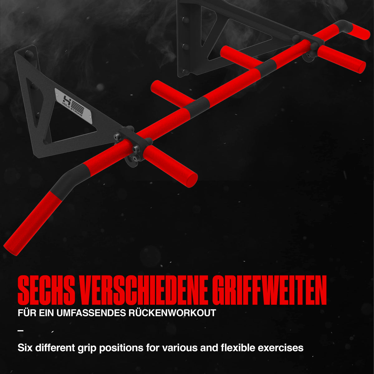Klimmzugstange fürWandmontage, HS-K-W6, Studiozulassung, 6 rutschfeste Griffe, Pull Up Übungen & mehr, inkl. E-Book & Montagematerial, extrem stabil