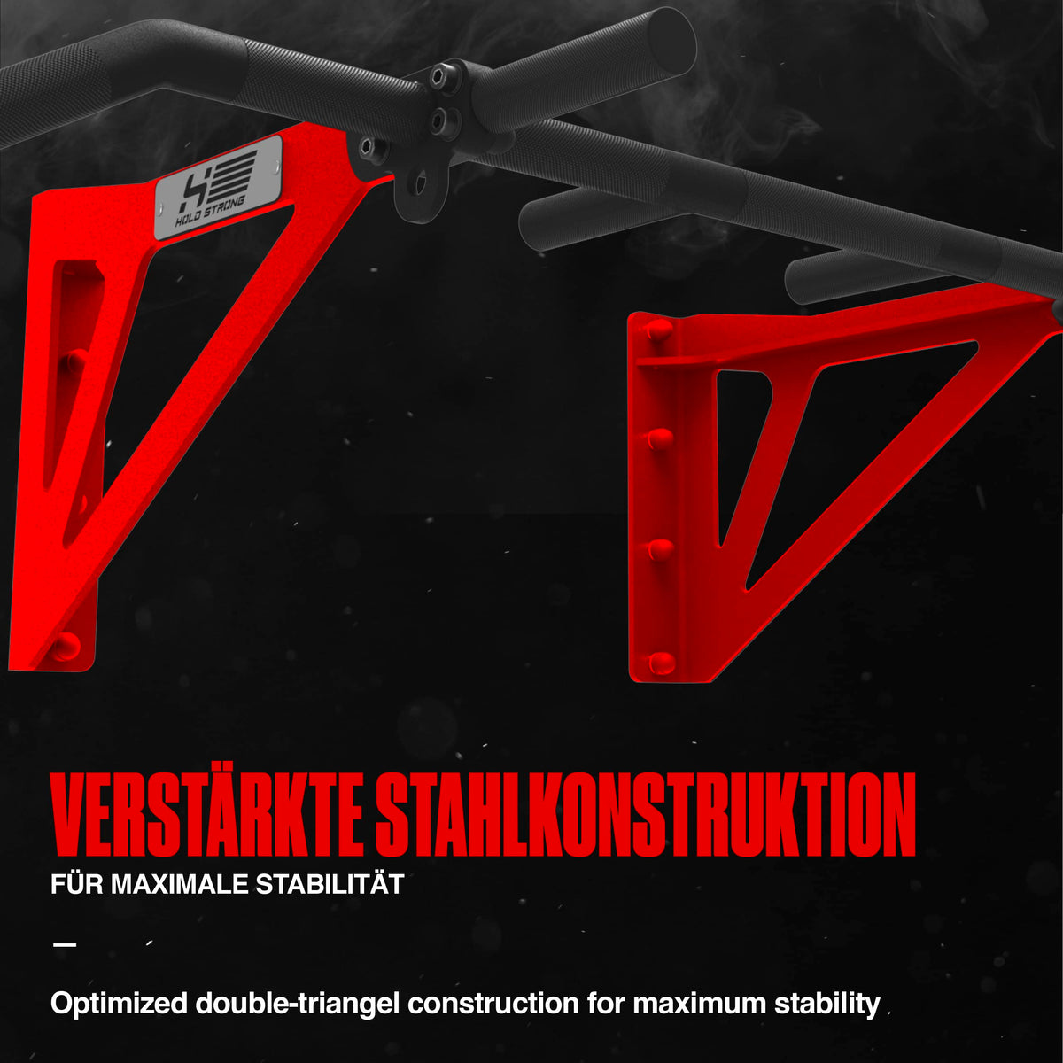 Klimmzugstange fürWandmontage, HS-K-W6, Studiozulassung, 6 rutschfeste Griffe, Pull Up Übungen & mehr, inkl. E-Book & Montagematerial, extrem stabil