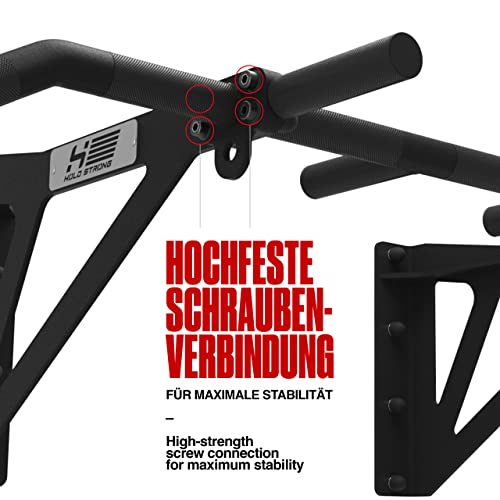 Klimmzugstange fürWandmontage, HS-K-W6, Studiozulassung, 6 rutschfeste Griffe, Pull Up Übungen & mehr, inkl. E-Book & Montagematerial, extrem stabil