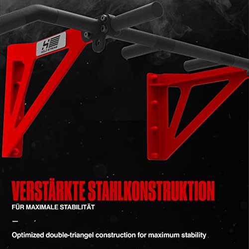 Klimmzugstange fürWandmontage, HS-K-W6, Studiozulassung, 6 rutschfeste Griffe, Pull Up Übungen & mehr, inkl. E-Book & Montagematerial, extrem stabil