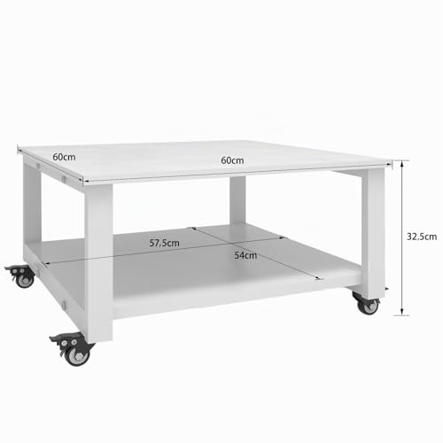PUNCIA 2-Ebenen Druckertisch mit Rollen 60 x 60 cm Druckerständer