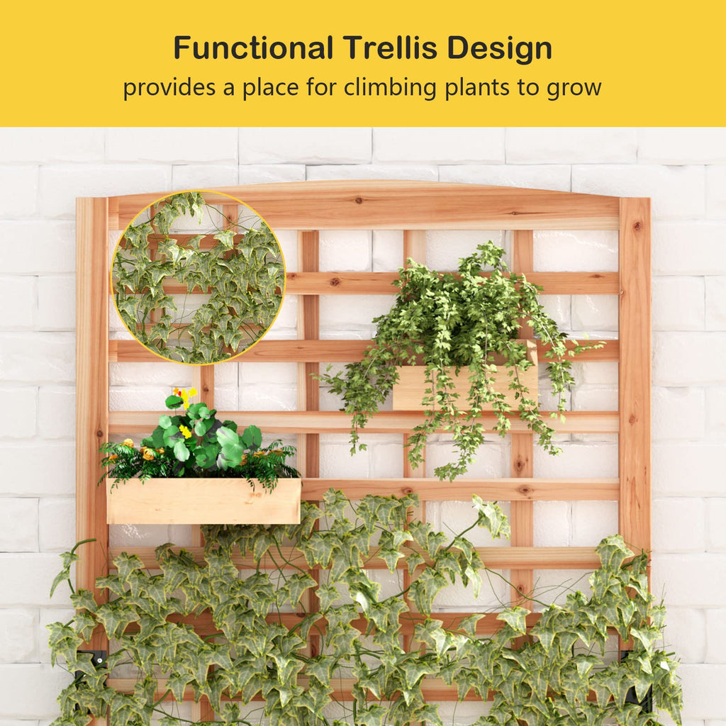 sogesfurniture Hochbeet Pflanzkübel aus Holz, 90x40x151cm, Pflanzkasten Blumenkasten mit Rankgitter für Garten Balkon Terrasse, Gartenspalier für Kletterpflanzen, Blumen, Gemüse