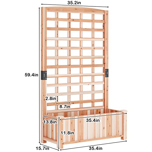 sogesfurniture Hochbeet Pflanzkübel aus Holz, 90x40x151cm, Pflanzkasten Blumenkasten mit Rankgitter für Garten Balkon Terrasse, Gartenspalier für Kletterpflanzen, Blumen, Gemüse