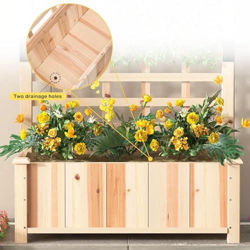 sogesfurniture Hochbeet Pflanzkübel aus Holz, 90x40x151cm, Pflanzkasten Blumenkasten mit Rankgitter für Garten Balkon Terrasse, Gartenspalier für Kletterpflanzen, Blumen, Gemüse