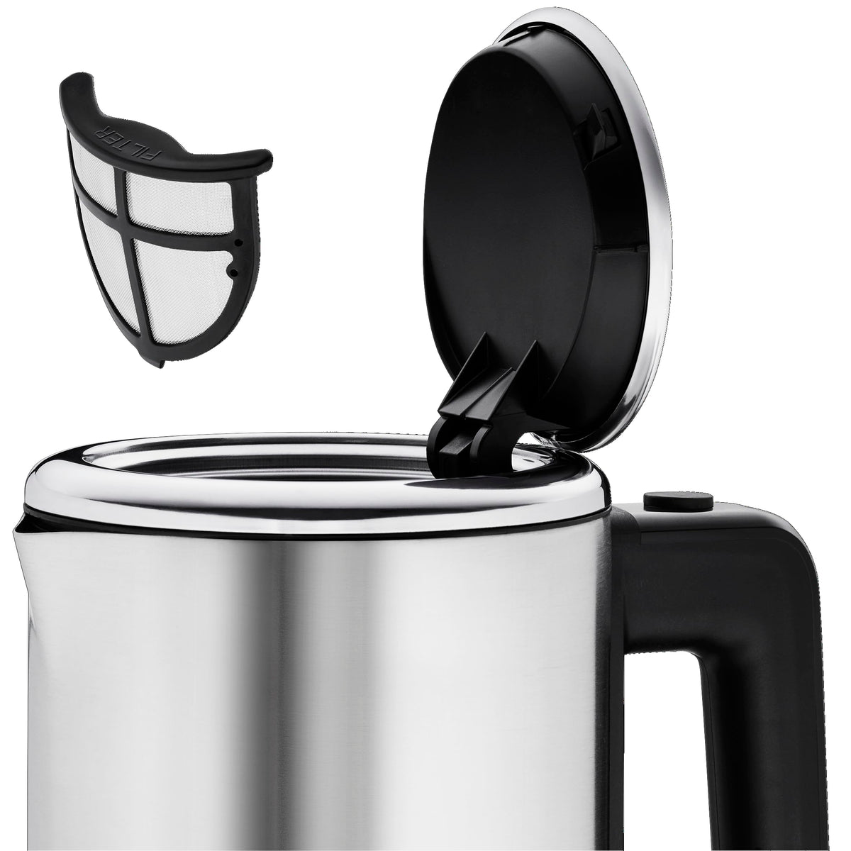 WMF Küchenminis Mini Reise-Wasserkocher Edelstahl 0,8l, elektrischer Wasserkocher mit Kalkfilter, 1800 W, kleiner Teekocher, edelstahl matt