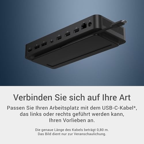 Dell Pro Dock WD25 – USB-C-Dockingstation mit 100W Ladeleistung, 4 Display-Support, 2X DP 1.4, HDMI 2.1, 6 USB-Ports, 2.5GbE Ethernet, Kompaktes Nachhaltigkeitsdesign