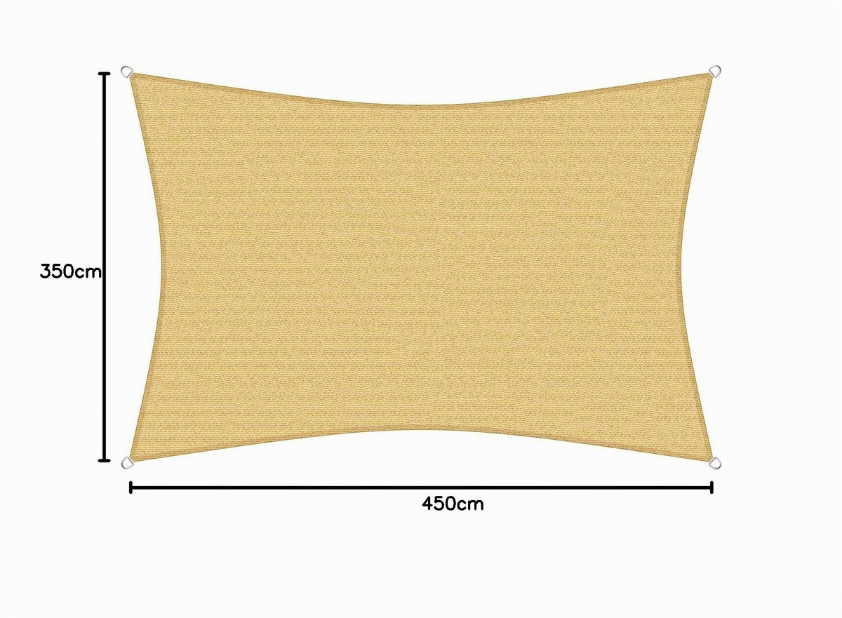 sunprotect 83216 Professional Sonnensegel, 3,5 x 4,5 m, Rechteck, Wind- & wasserdurchlässig, beige