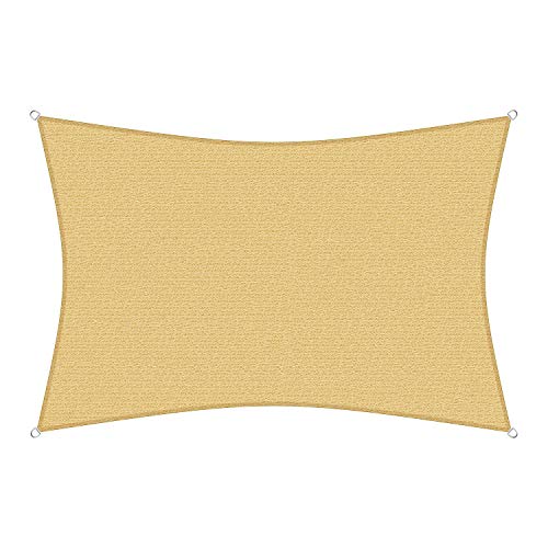 sunprotect 83216 Professional Sonnensegel, 3,5 x 4,5 m, Rechteck, Wind- & wasserdurchlässig, beige