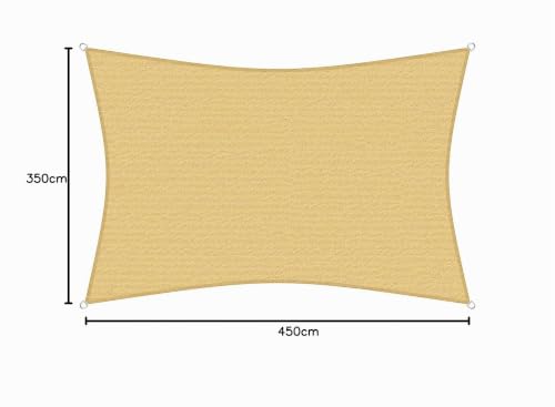 sunprotect 83216 Professional Sonnensegel, 3,5 x 4,5 m, Rechteck, Wind- & wasserdurchlässig, beige