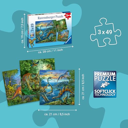 Ravensburger Puzzle Faszination Dinosaurier - 3x49 Teile Puzzle ab 5 Jahre