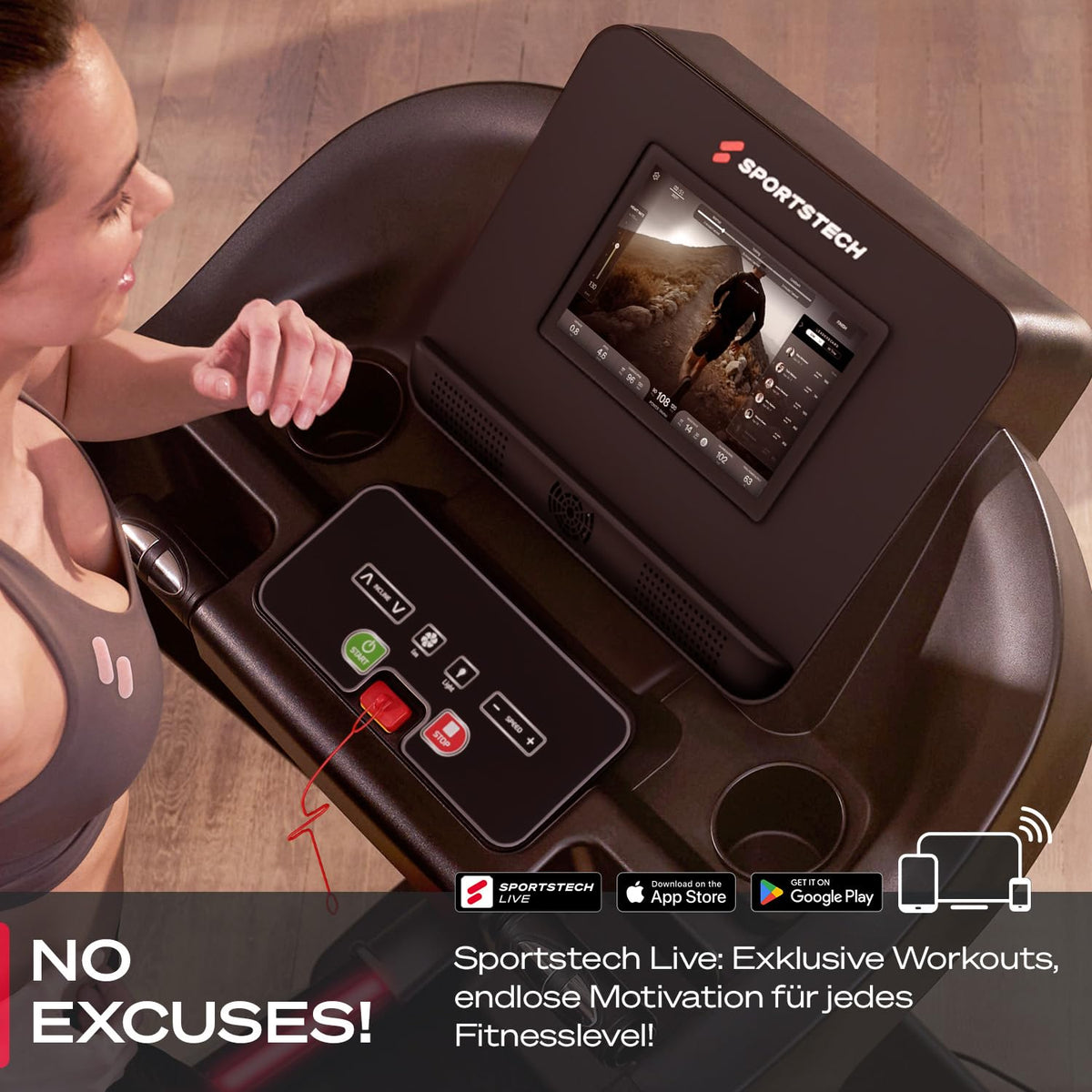 Sportstech, Profi Laufband mit 7 PS Motor, 150 kg belastbar F37s Pro