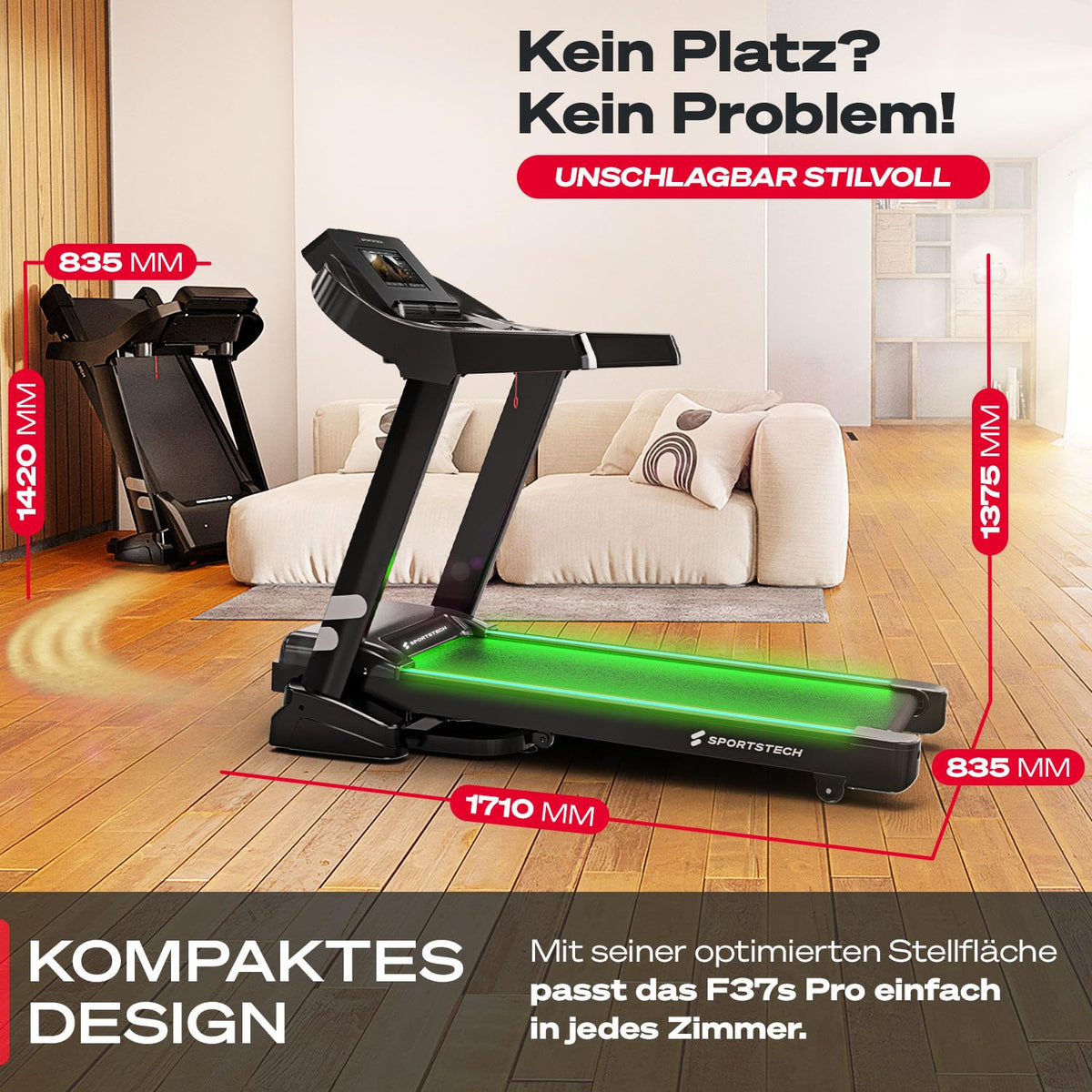Sportstech, Profi Laufband mit 7 PS Motor, 150 kg belastbar F37s Pro