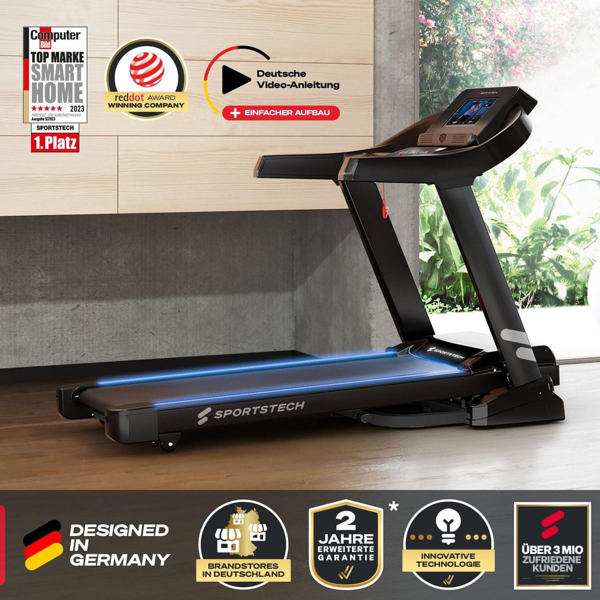 Sportstech, Profi Laufband mit 7 PS Motor, 150 kg belastbar F37s Pro