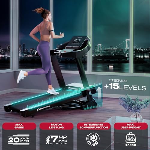 Sportstech, Profi Laufband mit 7 PS Motor, 150 kg belastbar F37s Pro