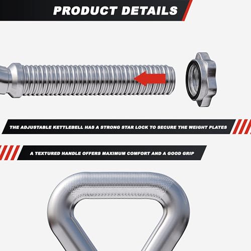 GORILLA SPORTS® Kettlebell verstellbar, 30/31 mm Scheiben, 50 kg, Chrom