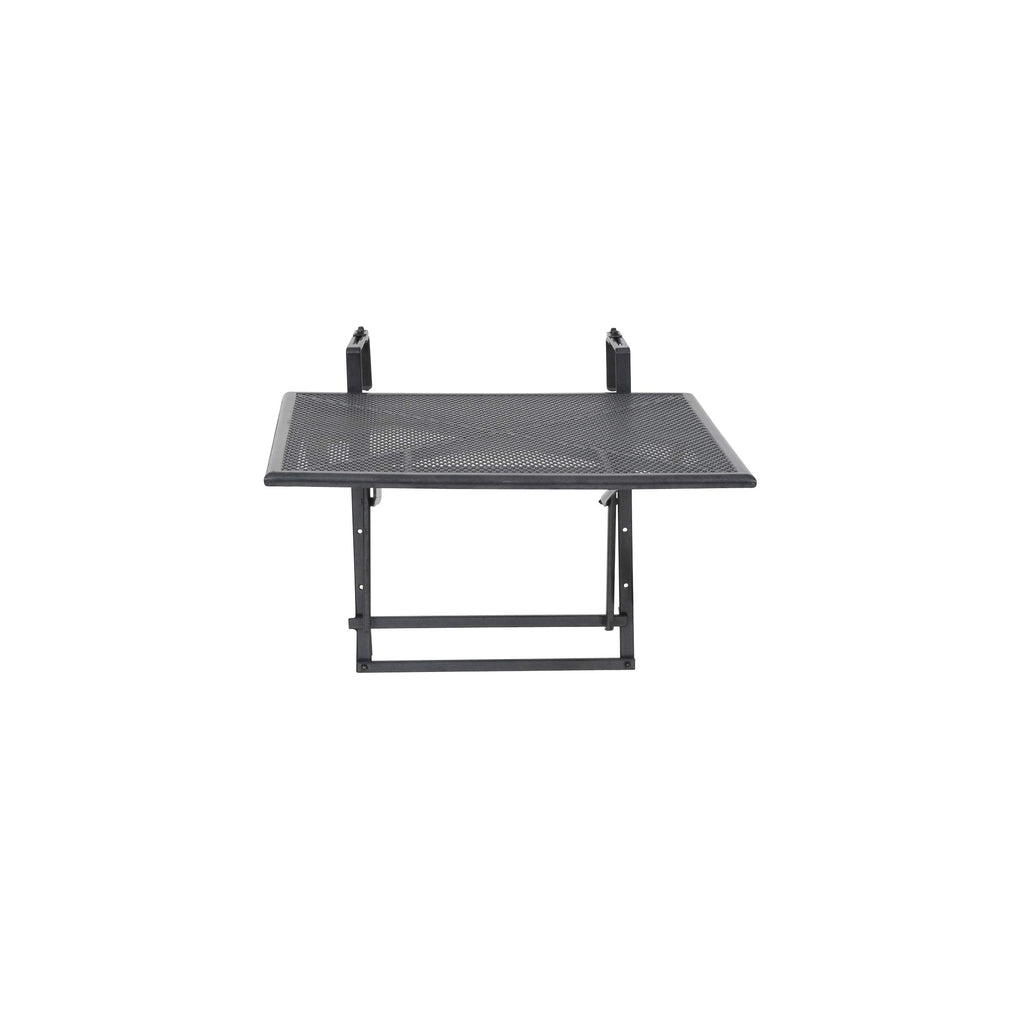 Greemotion Klappbarer Balkontisch Modell „Toulouse“, Tisch zum Aufhängen am Balkongeländer, höhenverstellbar, ca. 70 x 47-79 x 88 cm, eisengrau, Schwarz