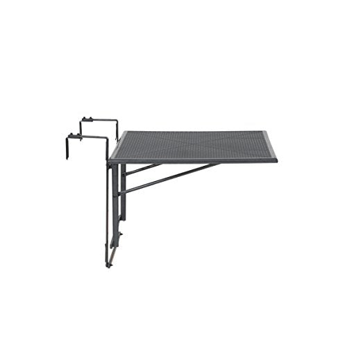 Greemotion Klappbarer Balkontisch Modell „Toulouse“, Tisch zum Aufhängen am Balkongeländer, höhenverstellbar, ca. 70 x 47-79 x 88 cm, eisengrau, Schwarz
