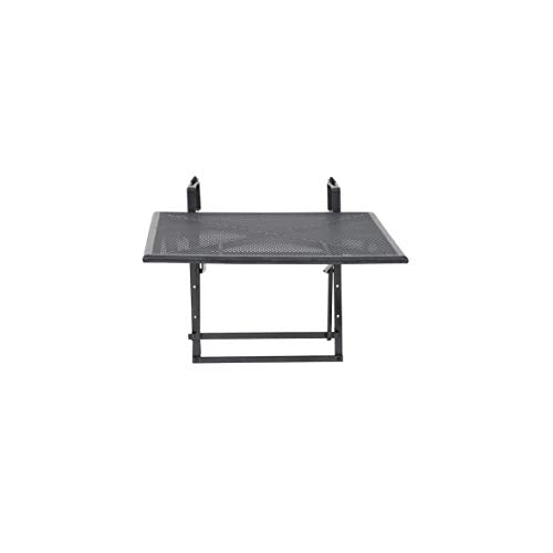 Greemotion Klappbarer Balkontisch Modell „Toulouse“, Tisch zum Aufhängen am Balkongeländer, höhenverstellbar, ca. 70 x 47-79 x 88 cm, eisengrau, Schwarz