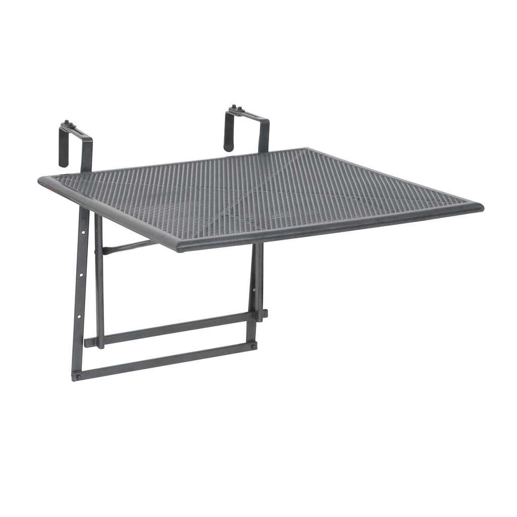Greemotion Klappbarer Balkontisch Modell „Toulouse“, Tisch zum Aufhängen am Balkongeländer, höhenverstellbar, ca. 70 x 47-79 x 88 cm, eisengrau, Schwarz