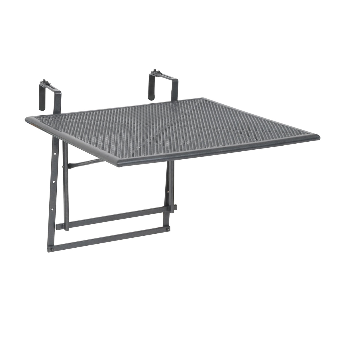 Greemotion Klappbarer Balkontisch Modell „Toulouse“, Tisch zum Aufhängen am Balkongeländer, höhenverstellbar, ca. 70 x 47-79 x 88 cm, eisengrau, Schwarz