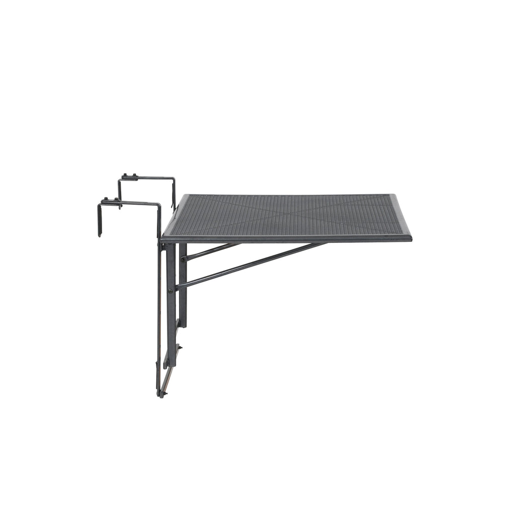 Greemotion Klappbarer Balkontisch Modell „Toulouse“, Tisch zum Aufhängen am Balkongeländer, höhenverstellbar, ca. 70 x 47-79 x 88 cm, eisengrau, Schwarz