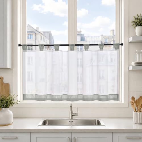 Joyswahl Bistrogardine Voile Schlaufen Scheibengardine Mia 45x90cm Grau