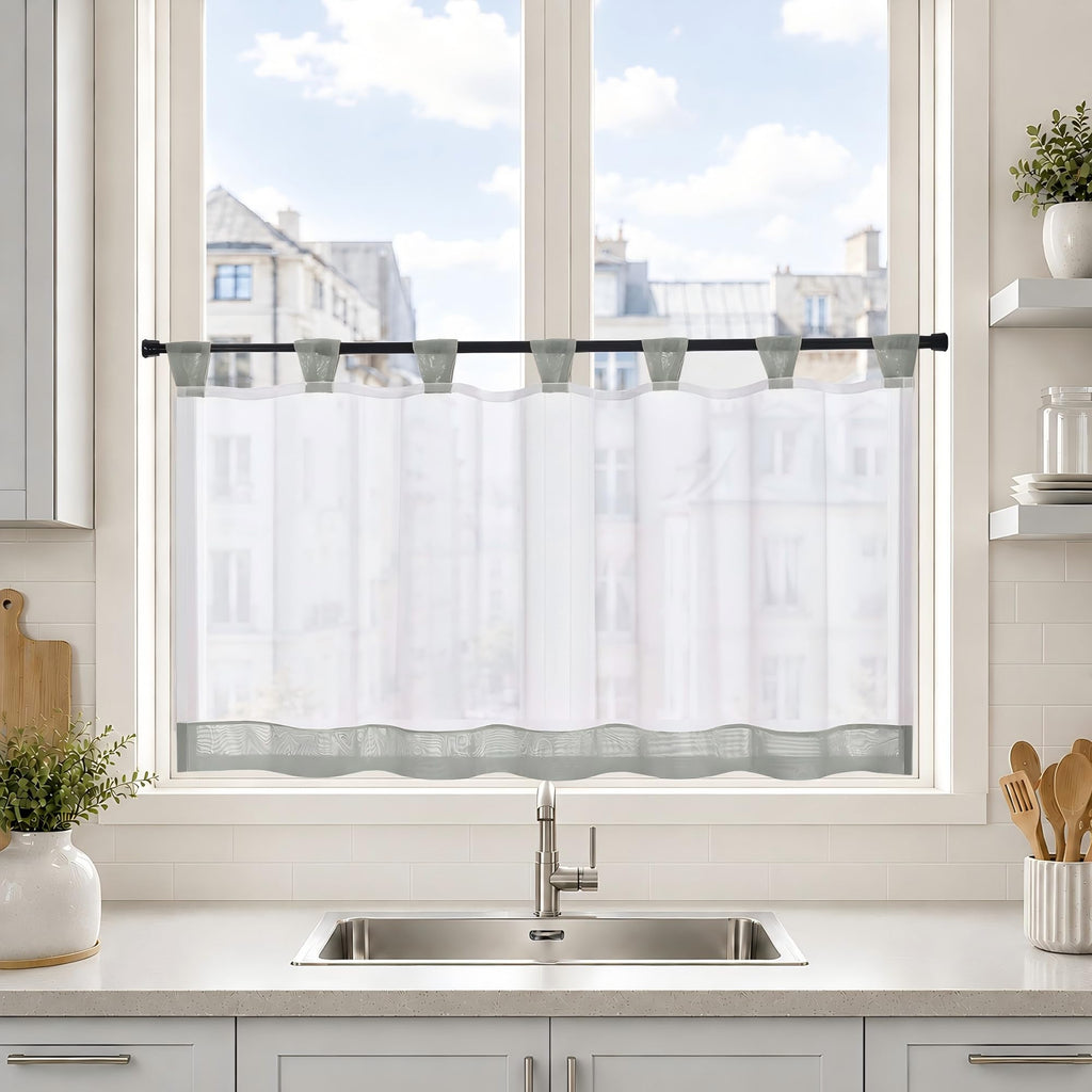 Joyswahl Bistrogardine Voile Schlaufen Scheibengardine Mia 45x90cm Grau
