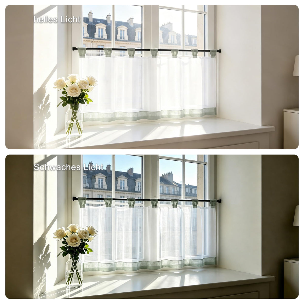Joyswahl Bistrogardine Voile Schlaufen Scheibengardine Mia 45x90cm Grau