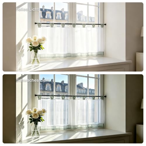 Joyswahl Bistrogardine Voile Schlaufen Scheibengardine Mia 45x90cm Grau