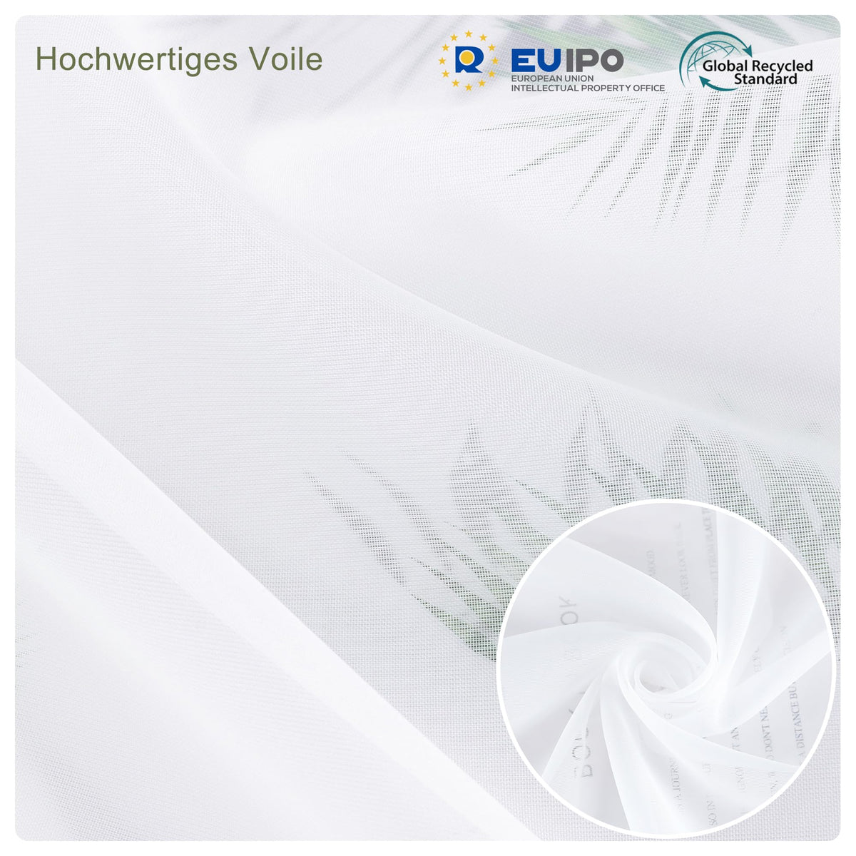 Joyswahl Bistrogardine Voile Schlaufen Scheibengardine Mia 45x90cm Grau