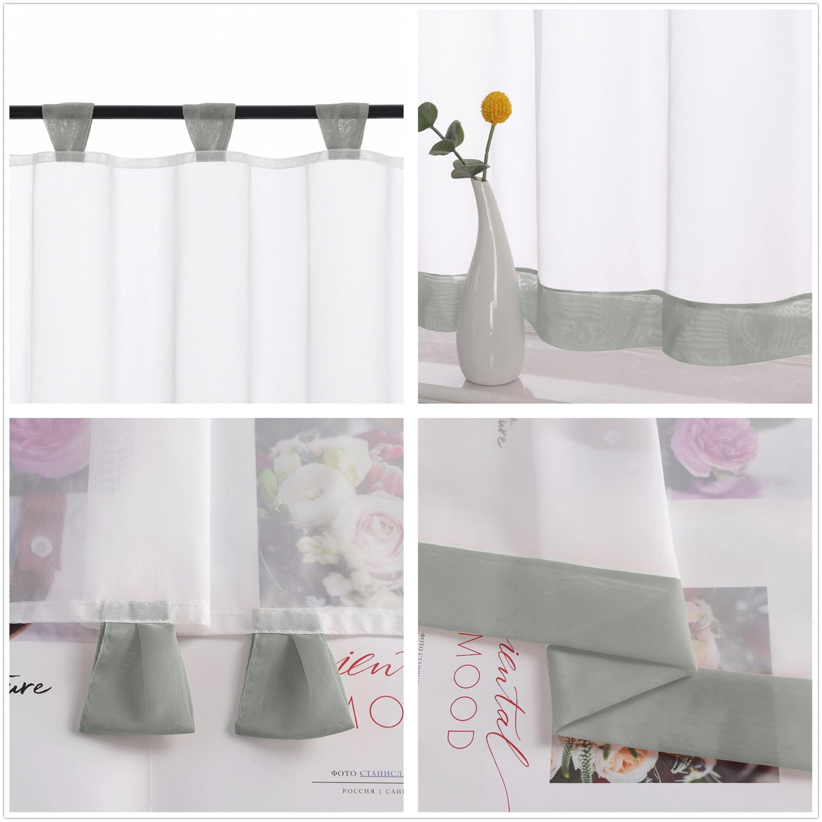 Joyswahl Bistrogardine Voile Schlaufen Scheibengardine Mia 45x90cm Grau