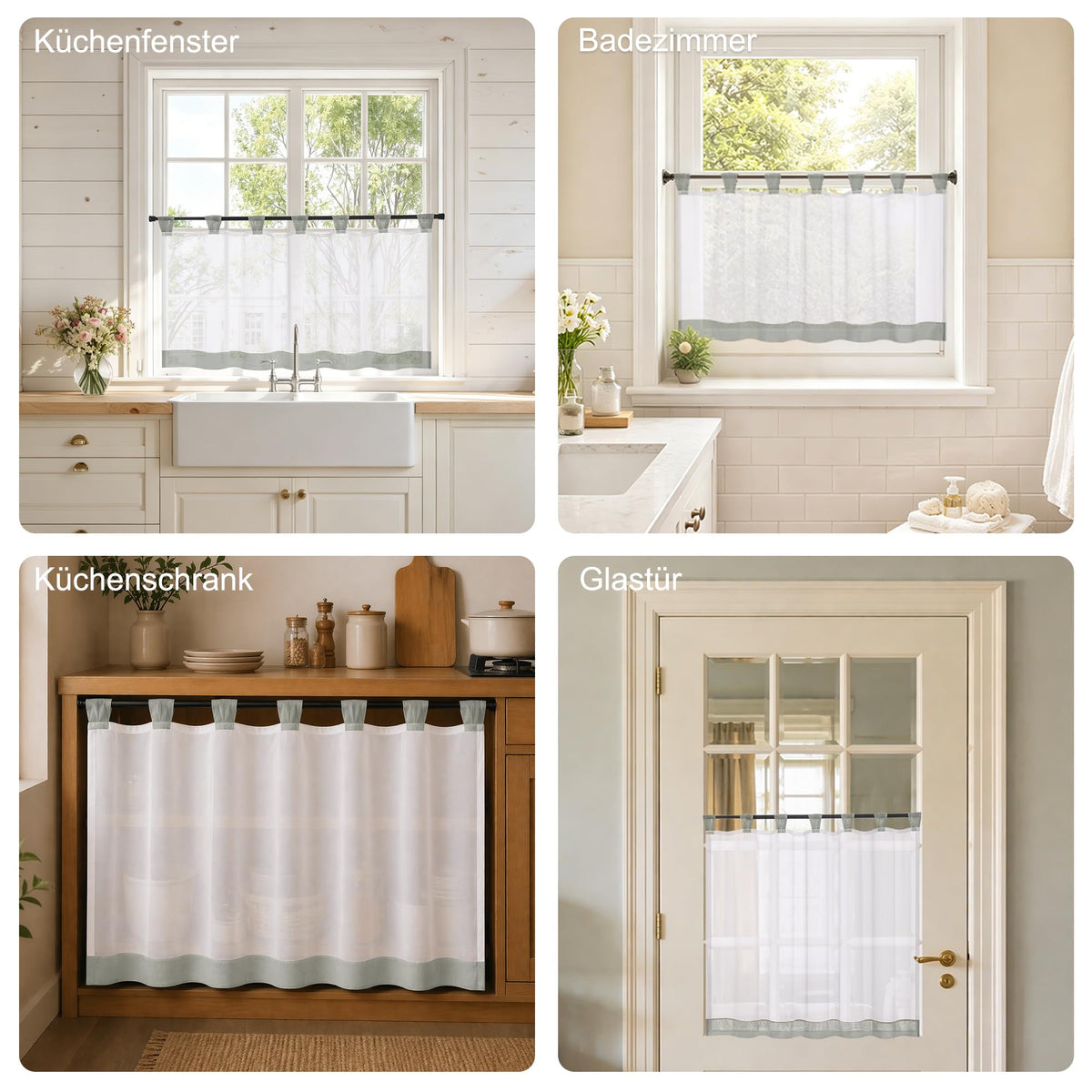 Joyswahl Bistrogardine Voile Schlaufen Scheibengardine Mia 45x90cm Grau