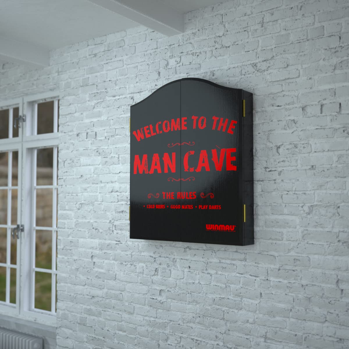 WINMAU Man Cave Deluxe Dartscheibe Schrank