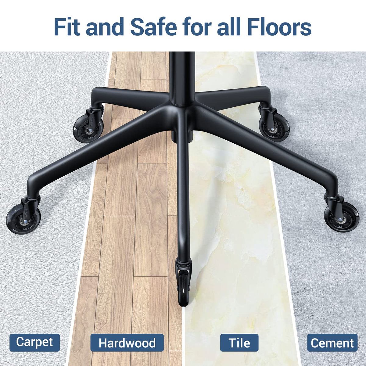 Rollen für Bürostuhl 10mm x 22 mm, 5er Set Bürostuhlrollen für Hartböden, Parkett, Teppich, Laminat und Fliesen - Nur Kompatibel mit IKEA Bürostühle