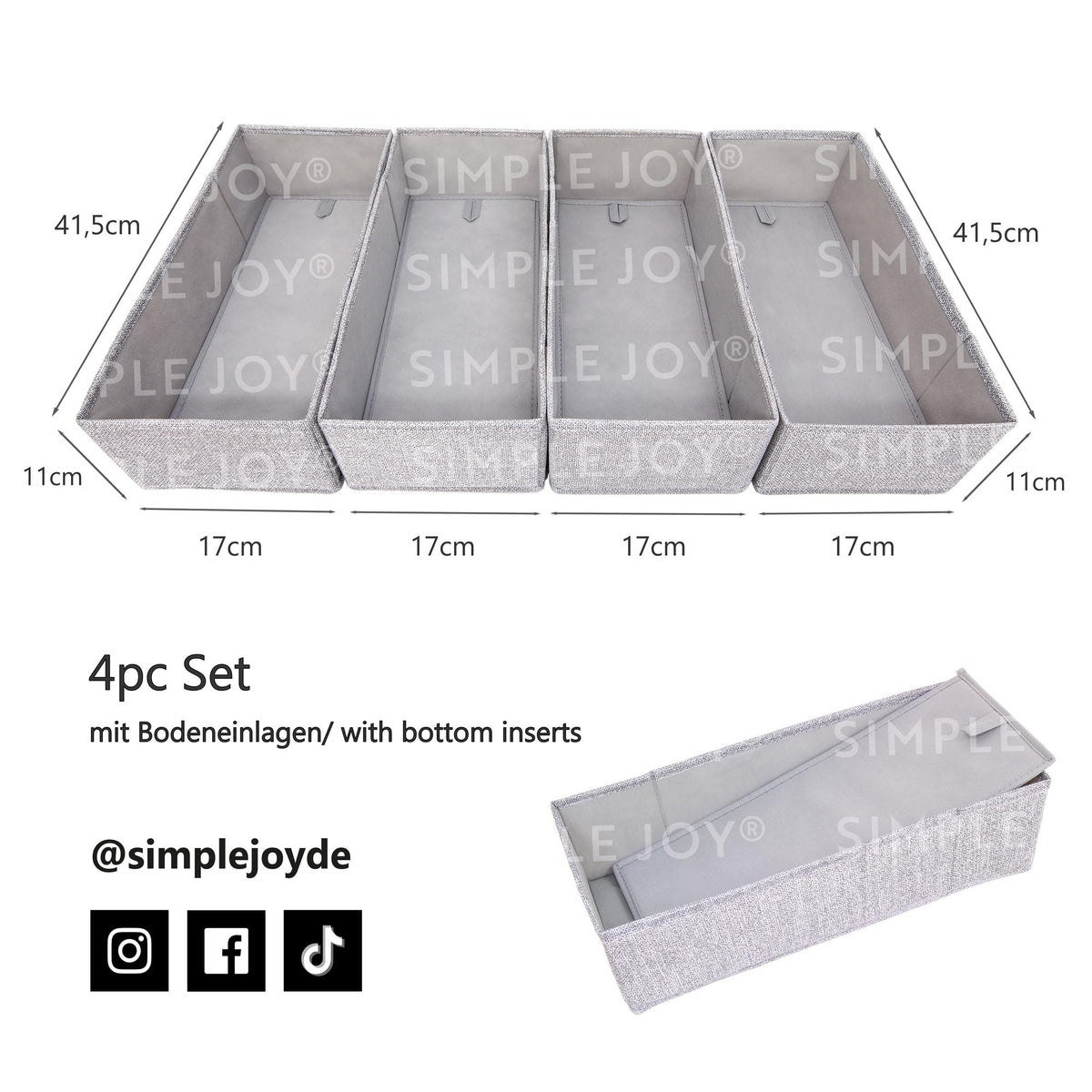 SIMPLE JOY® MALM FileFolding Box passgenau Premium Organizer für IKEA 4Fach