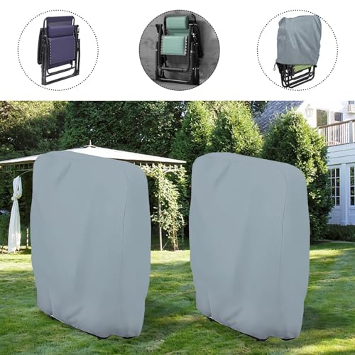 2 Stück Klappstühle Schutzhülle, 71x110 cm Gartenstühle Abdeckung Oxford Abdeckhaube Winddicht, Anti-UV, Staubdicht für Klappstuhl Gartenmöbel Abdeckung Verwendet Werden (Grau)