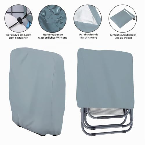 2 Stück Klappstühle Schutzhülle, 71x110 cm Gartenstühle Abdeckung Oxford Abdeckhaube Winddicht, Anti-UV, Staubdicht für Klappstuhl Gartenmöbel Abdeckung Verwendet Werden (Grau)