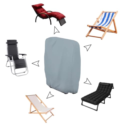 2 Stück Klappstühle Schutzhülle, 71x110 cm Gartenstühle Abdeckung Oxford Abdeckhaube Winddicht, Anti-UV, Staubdicht für Klappstuhl Gartenmöbel Abdeckung Verwendet Werden (Grau)