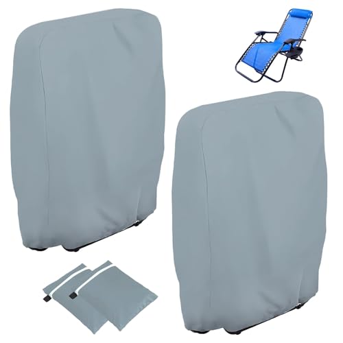 2 Stück Klappstühle Schutzhülle, 71x110 cm Gartenstühle Abdeckung Oxford Abdeckhaube Winddicht, Anti-UV, Staubdicht für Klappstuhl Gartenmöbel Abdeckung Verwendet Werden (Grau)
