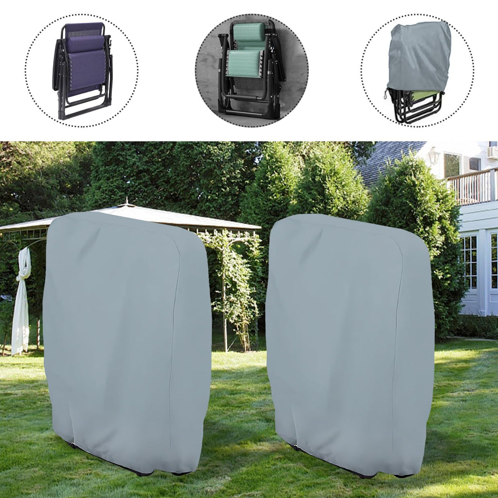 2 Stück Klappstühle Schutzhülle, 71x110 cm Gartenstühle Abdeckung Oxford Abdeckhaube Winddicht, Anti-UV, Staubdicht für Klappstuhl Gartenmöbel Abdeckung Verwendet Werden (Grau)