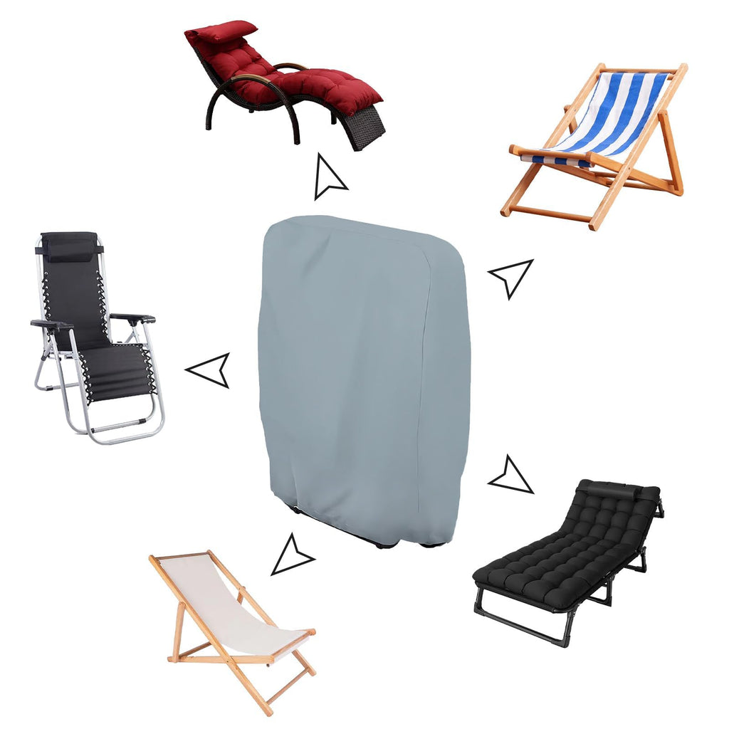 2 Stück Klappstühle Schutzhülle, 71x110 cm Gartenstühle Abdeckung Oxford Abdeckhaube Winddicht, Anti-UV, Staubdicht für Klappstuhl Gartenmöbel Abdeckung Verwendet Werden (Grau)