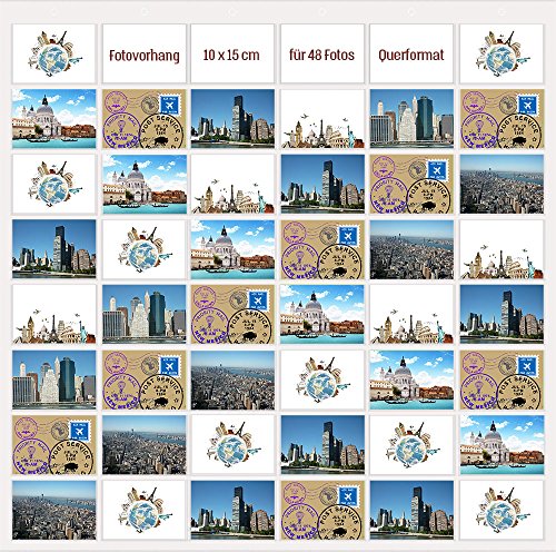 trendfinding® Fotovorhang 10x15cm Hoch und Querformat Foto Bilder Postkarten Format Fotowand Fotogalerie Fototaschen Fotohalter Taschenvorhang Fotos (48 Fotos Querformat 10x15)