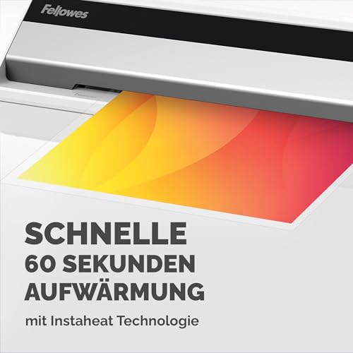 Fellowes Saturn A4 Laminiergerät fürs Büro – InstaHeat, 60 Sek. Aufwärmzeit, Staufreigabe, Auto-Abschaltung – für 80/100/125 Mikron – inkl. 10 Folien – für Zuhause & Büro
