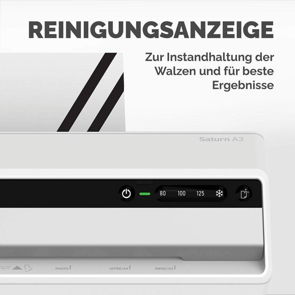Fellowes Saturn A4 Laminiergerät fürs Büro – InstaHeat, 60 Sek. Aufwärmzeit, Staufreigabe, Auto-Abschaltung – für 80/100/125 Mikron – inkl. 10 Folien – für Zuhause & Büro