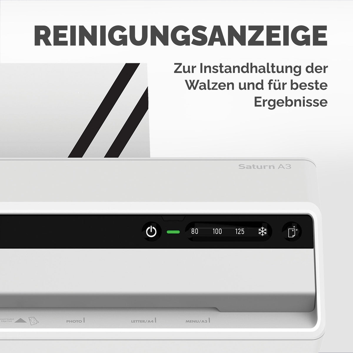 Fellowes Saturn A4 Laminiergerät fürs Büro – InstaHeat, 60 Sek. Aufwärmzeit, Staufreigabe, Auto-Abschaltung – für 80/100/125 Mikron – inkl. 10 Folien – für Zuhause & Büro