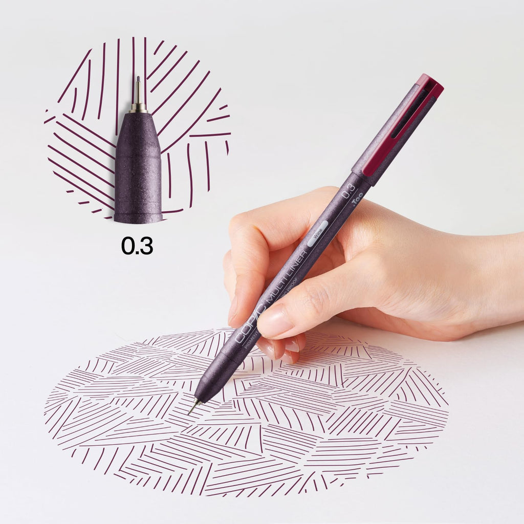 Copic Multiliner 0,3 mm, Wine, Fineliner mit einer feinen Spitze und wasserbeständiger Pigmenttinte
