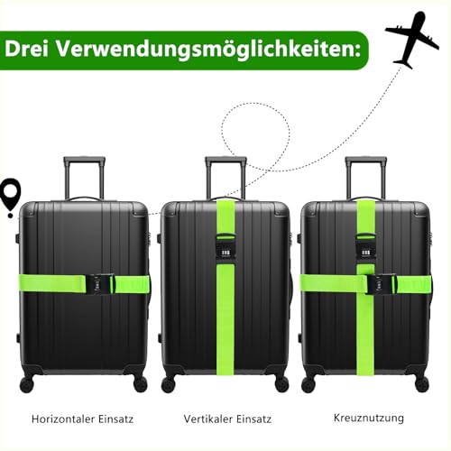 2 Stück Koffergurt, Kofferband Gurt 5 * 200cm Verstellbar Gepäckgurte
