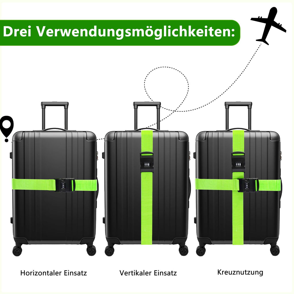 2 Stück Koffergurt, Kofferband Gurt 5 * 200cm Verstellbar Gepäckgurte