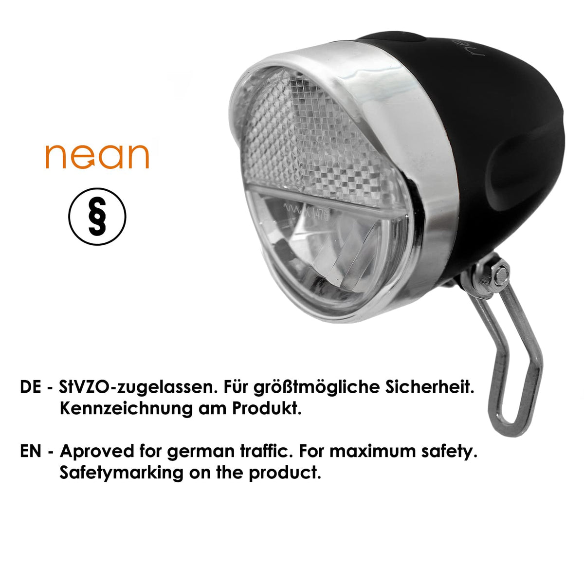 nean LED Fahrradlicht, Fahrradlampe, Fahrrad Frontlicht, Fahrradleuchte vorne, Scheinwerfer hell mit StVZO Zulassung, inkl. 4X Batterie, 30 LUX, schwarz